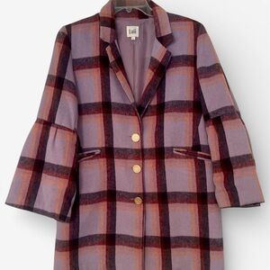 NWT Women's Plaid Coat - Purple with navy & light pink